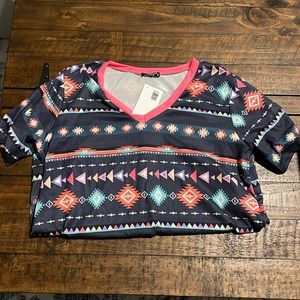 NWT Heimish short sleeve multicolor, Aztec print 1X shirt.